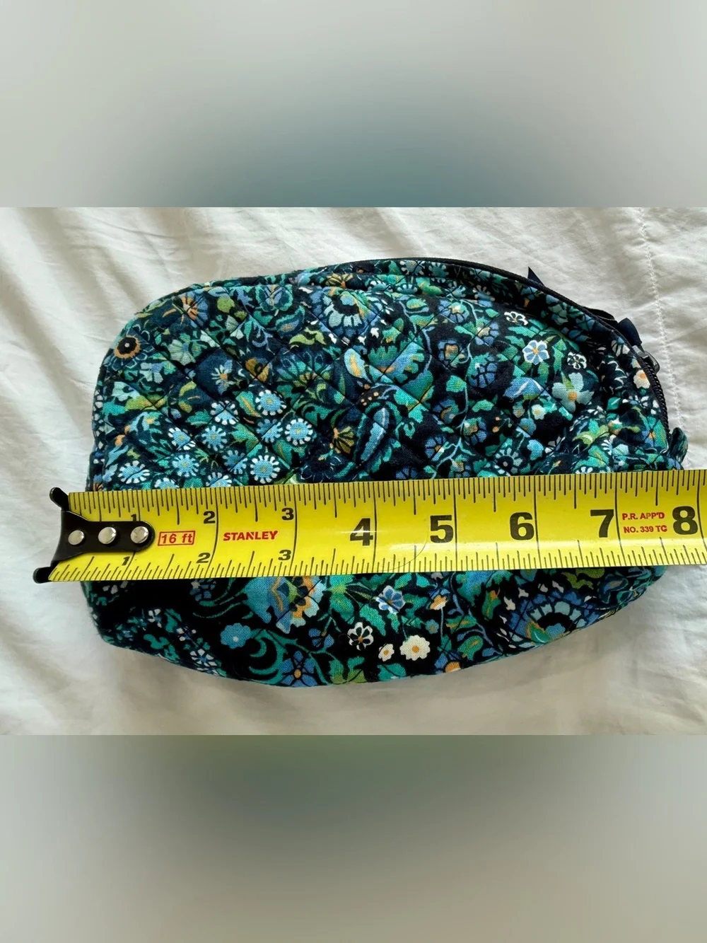 Vera Bradley Teal Floral Quilted Cosmetic Pouch